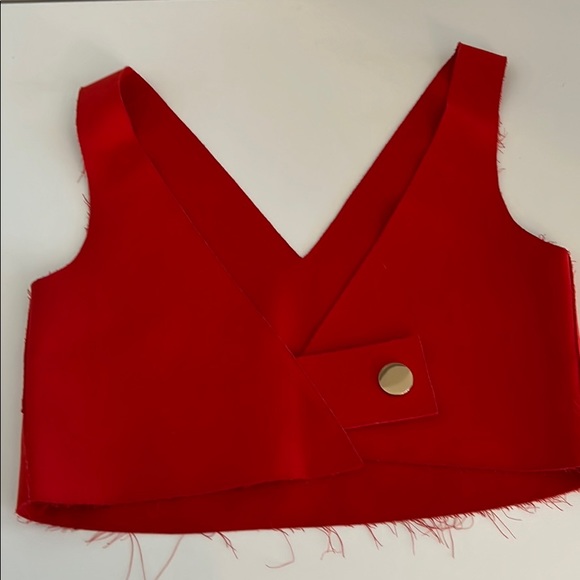 Self-Portrait Fire Engine Red Crop Top - Picture 2 of 3